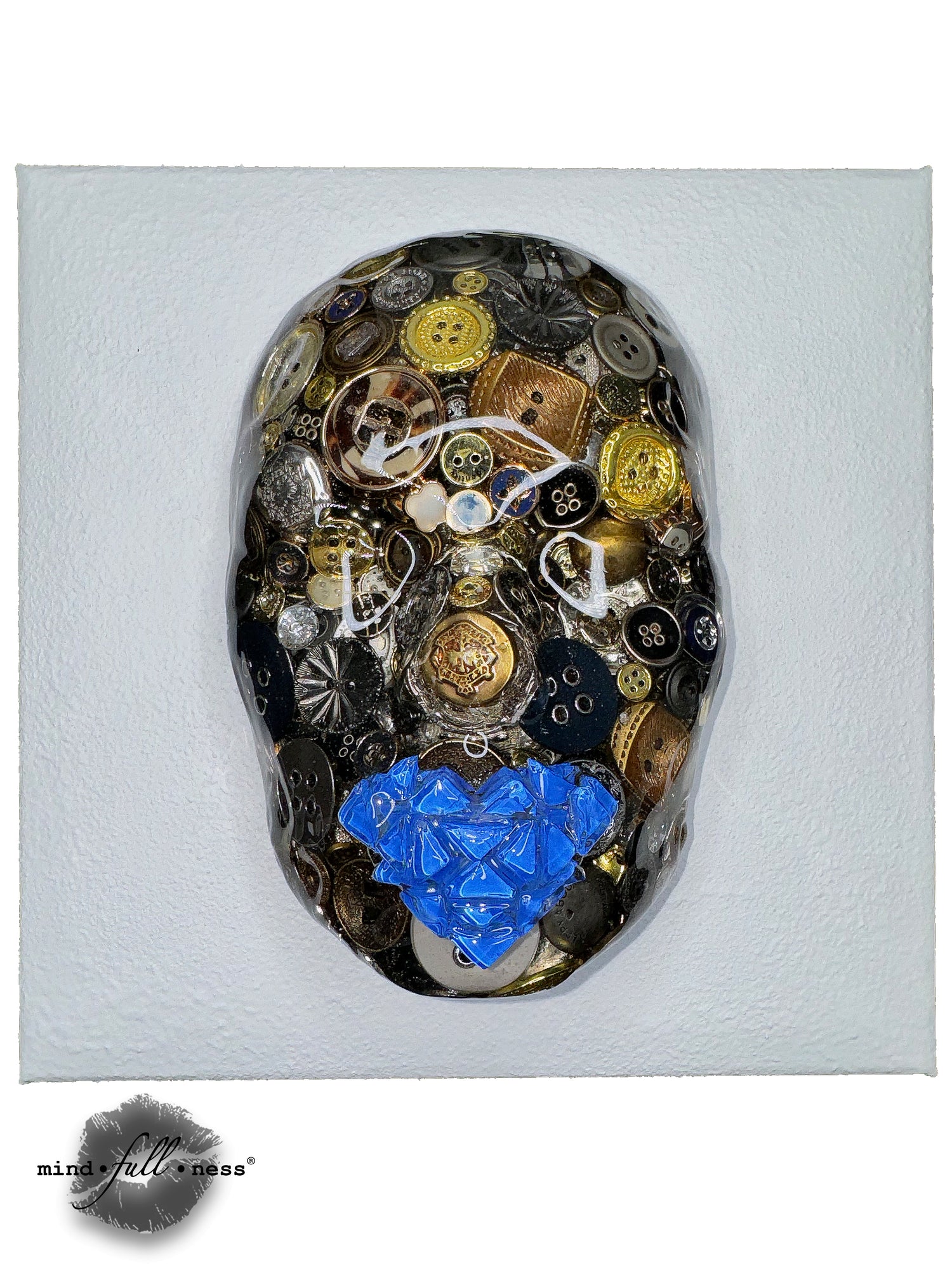 Button Art Face Sculpture, Button It, Modern 3D Face Sculpture on White Canvas, Button It Abstract Art, Wall Sculpture Aesthetic Room Decor - Couture Underground