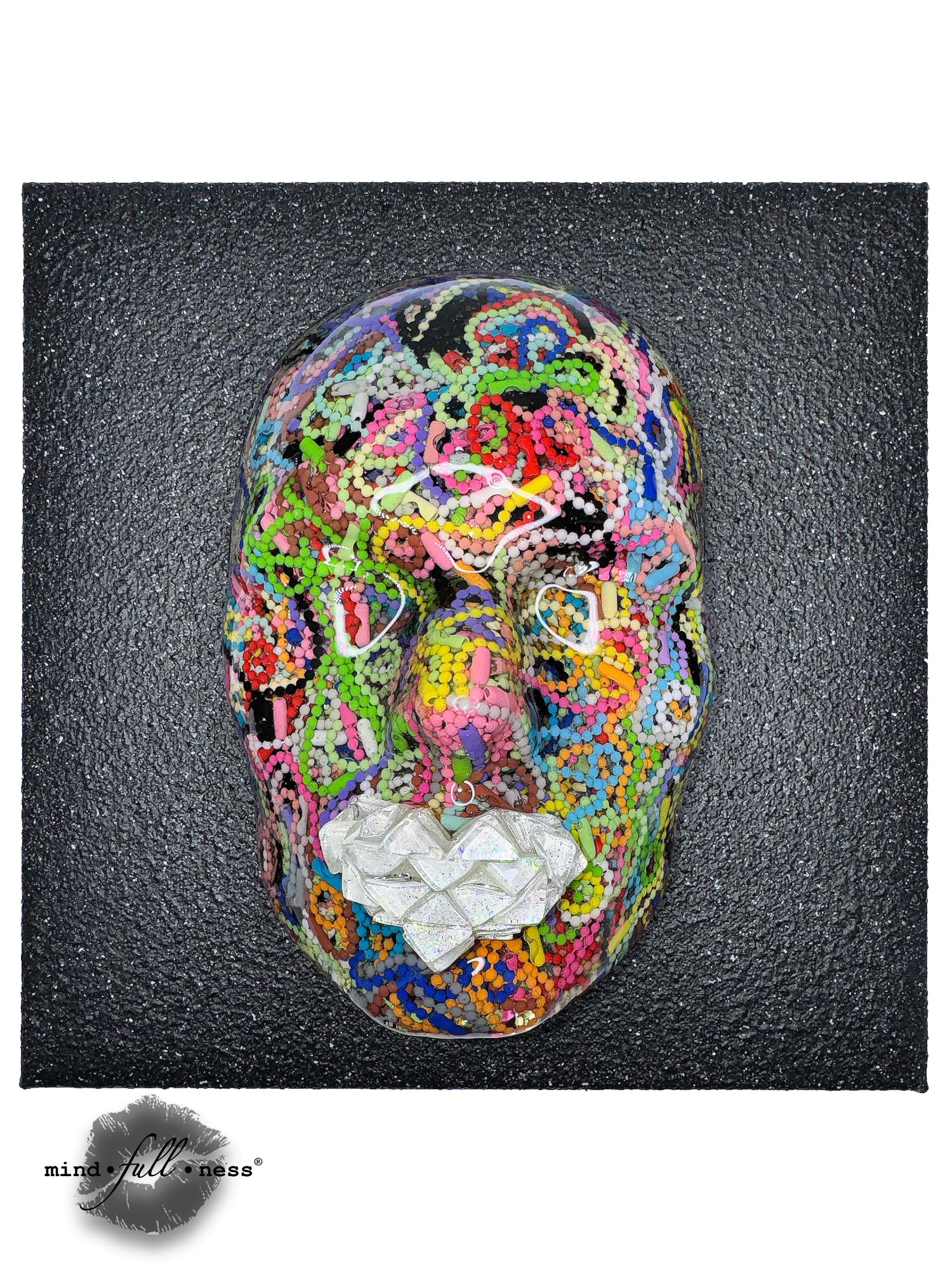 Sprinkles Face Art, Funfetti, Face Sculpture, Beaded Chain Unique Wall Art, 3D Mosaic Tile Wall Sculpture, Housewarming Gift - Couture Underground