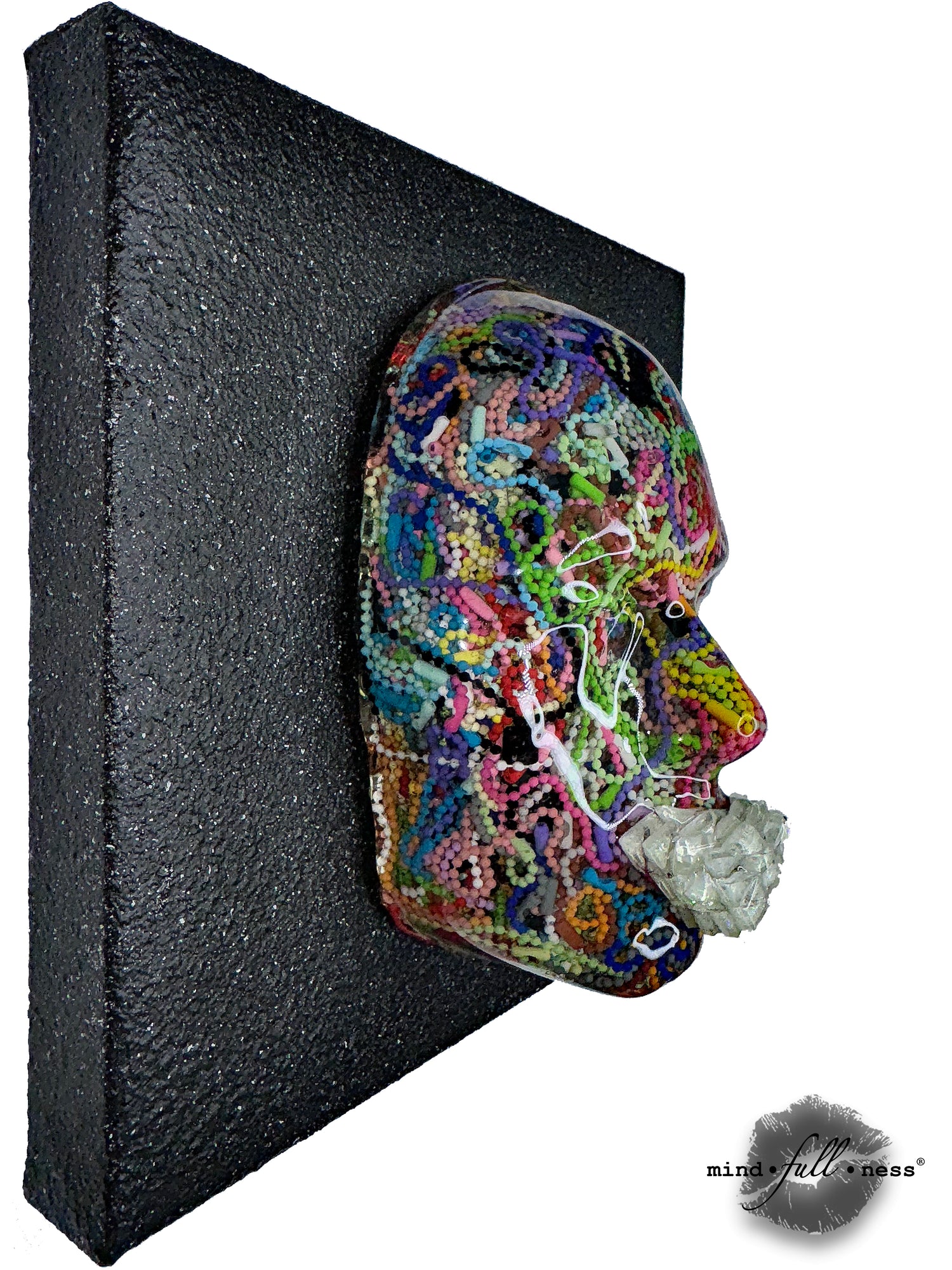 Sprinkles Face Art, Funfetti, Face Sculpture, Beaded Chain Unique Wall Art, 3D Mosaic Tile Wall Sculpture, Housewarming Gift - Couture Underground