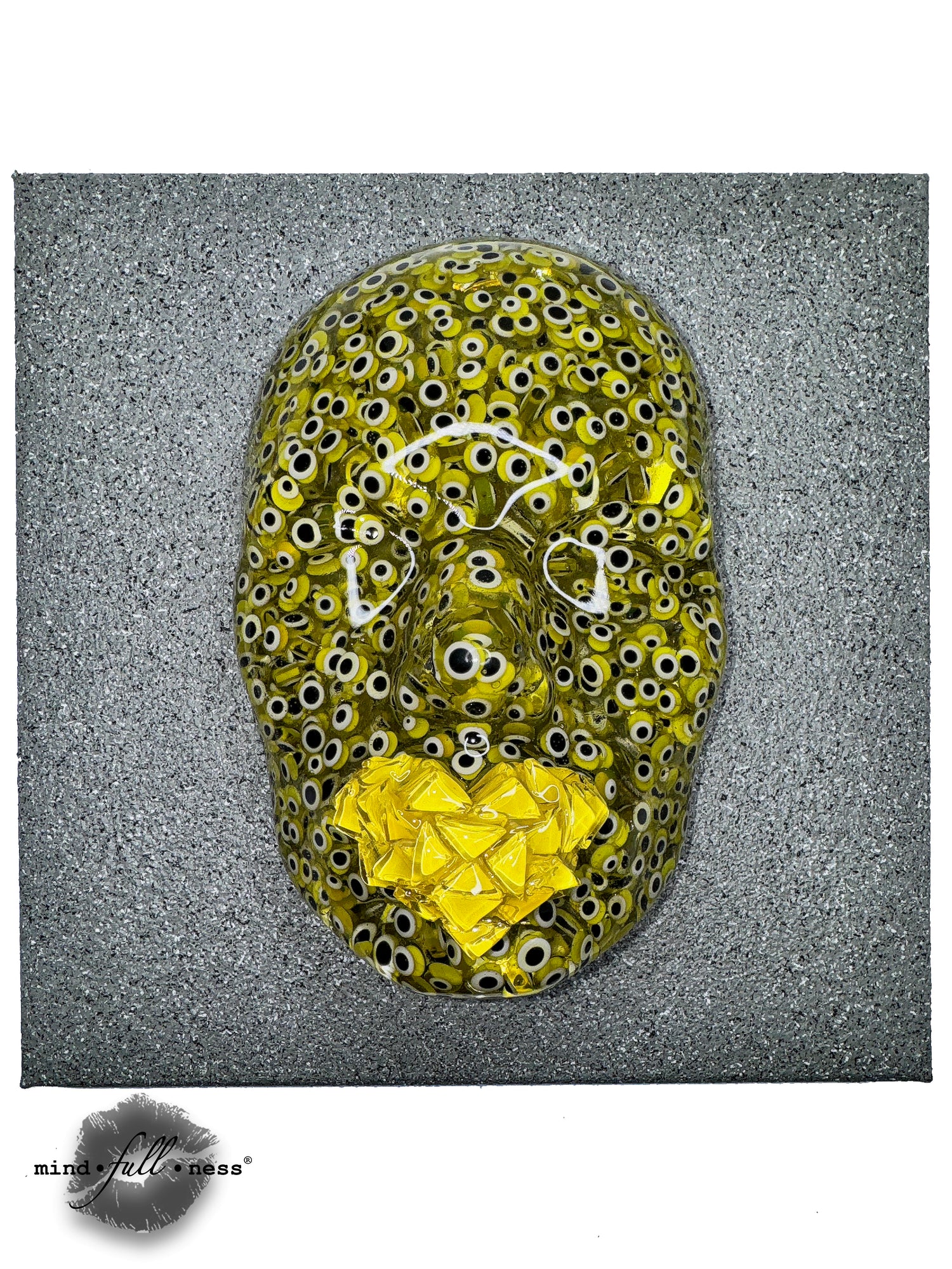 Evil Eyes Epoxy Resin Art, Modern Face Sculpture, Peace of Mind & Concentration, Art, 3D Face Sculpture, Grey Canvas, Mindfulness, Meditate - Couture Underground