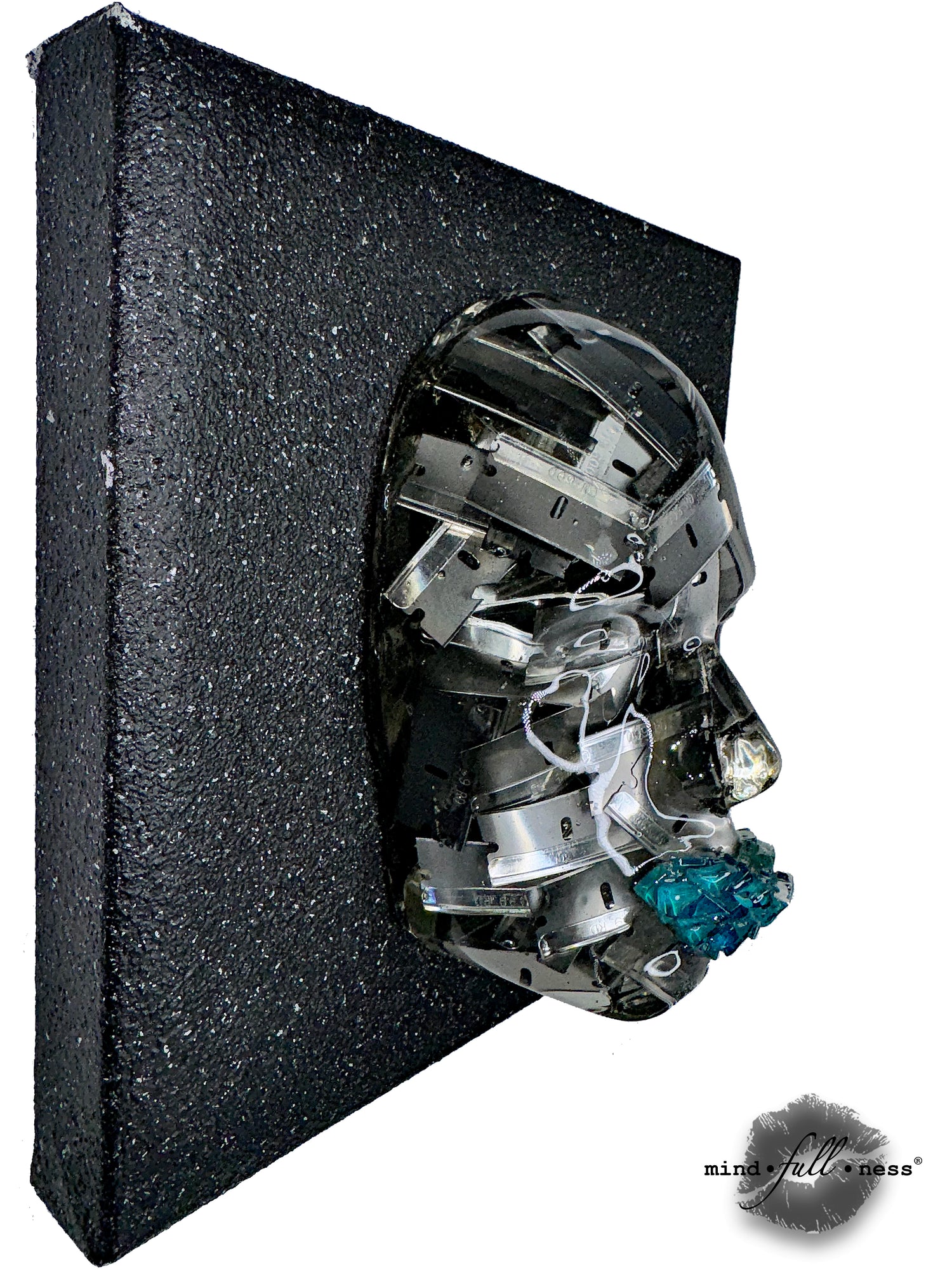 Safety Razor Blades Face Art, Sharp Edges, Face Sculpture Art, Unique Sculpture on Black Canvas, Fine Art for Aesthetic Room Decor - Couture Underground