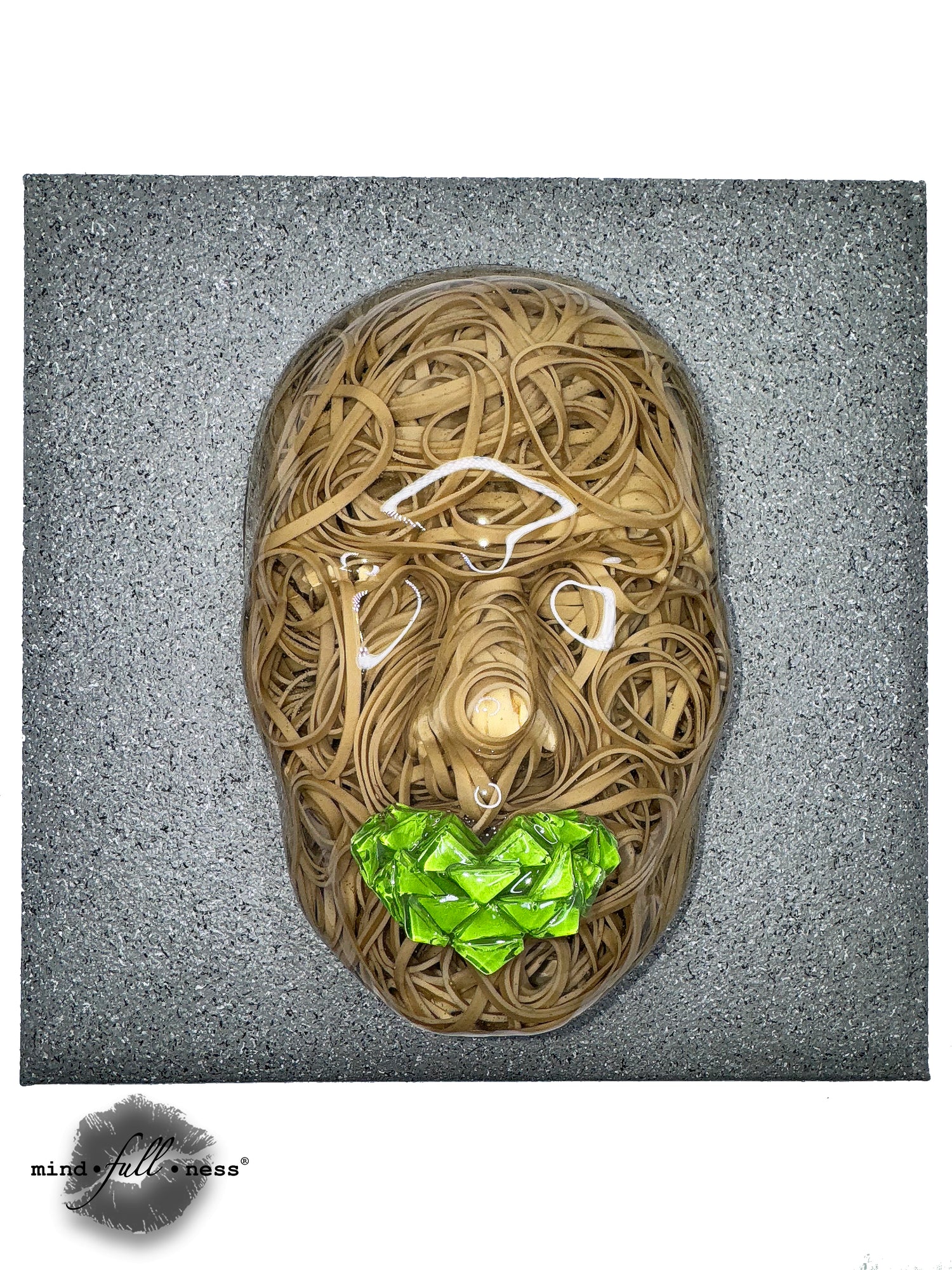 Rubber Bands Face Sculpture, Stretched Thin, Wall Sculpture Art, 3D Face Sculpture on Grey Canvas, Abstract Sculpture Room Decor - Couture Underground