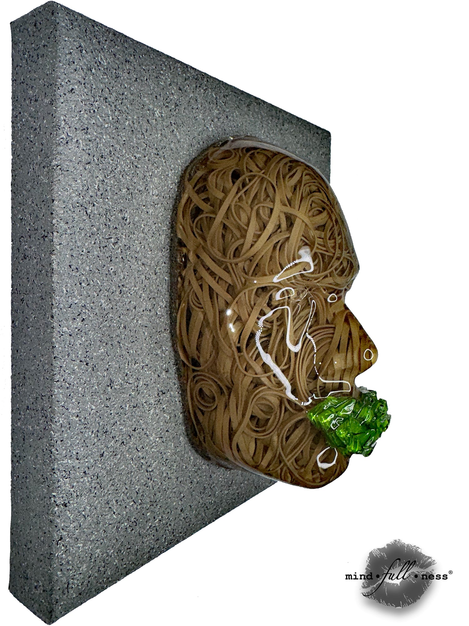 Rubber Bands Face Sculpture, Stretched Thin, Wall Sculpture Art, 3D Face Sculpture on Grey Canvas, Abstract Sculpture Room Decor - Couture Underground