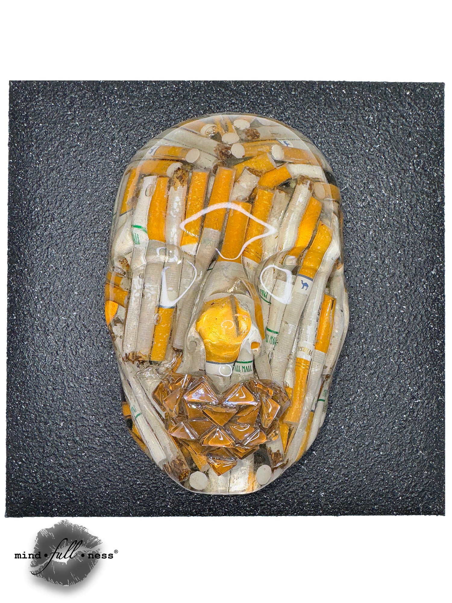 Cigarette Art Face Sculpture, The Chainsmoker, 3D Face Sculpture on Black Canvas, Sculpture Room Decor, Smoking Lover Gift - Couture Underground