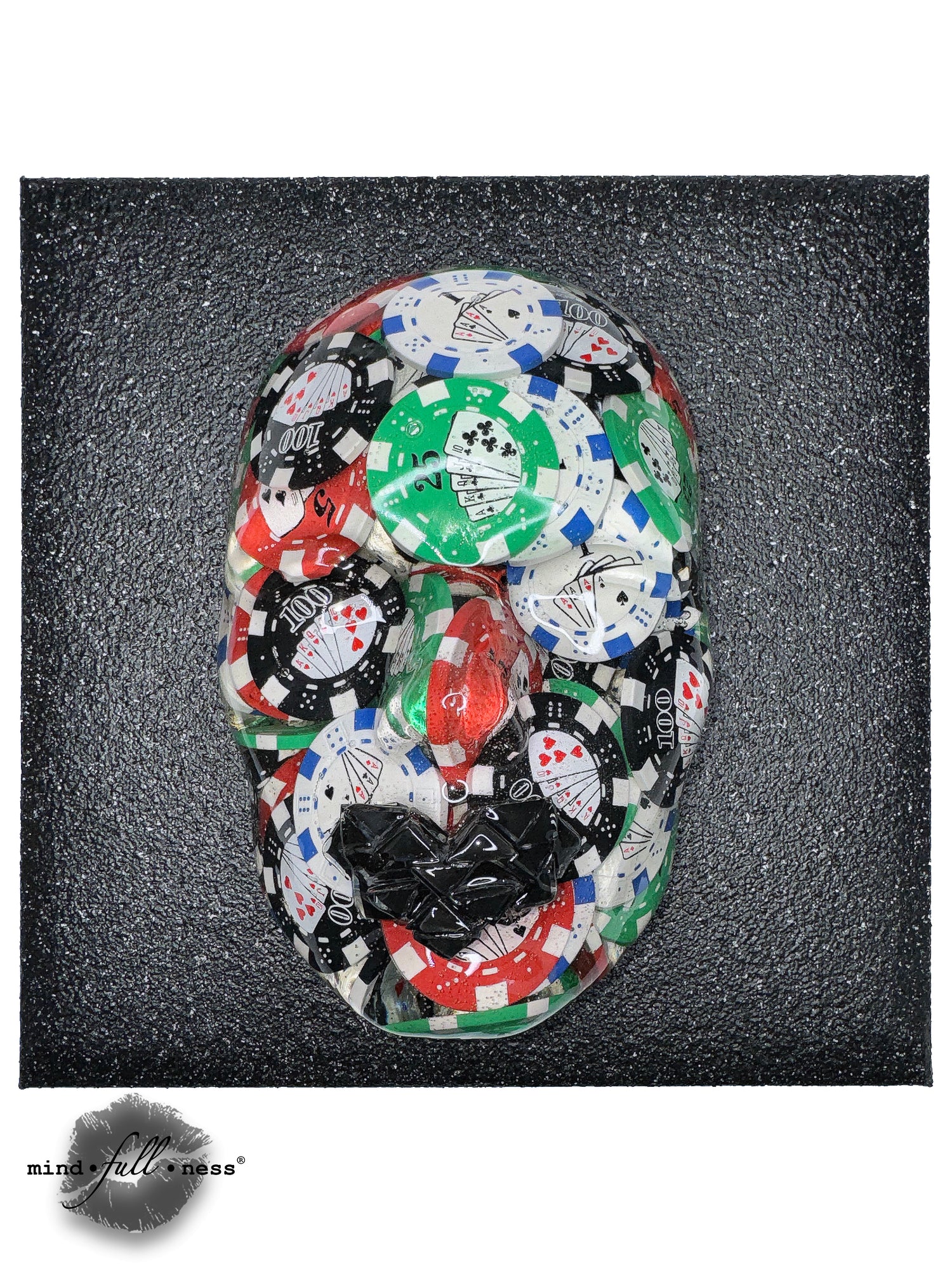 Poker Chips Face Sculpture Art, The Dealer, Face Sculpture Art, 3D Face Sculpture on Canvas, Casino Chips Face Art - Couture Underground