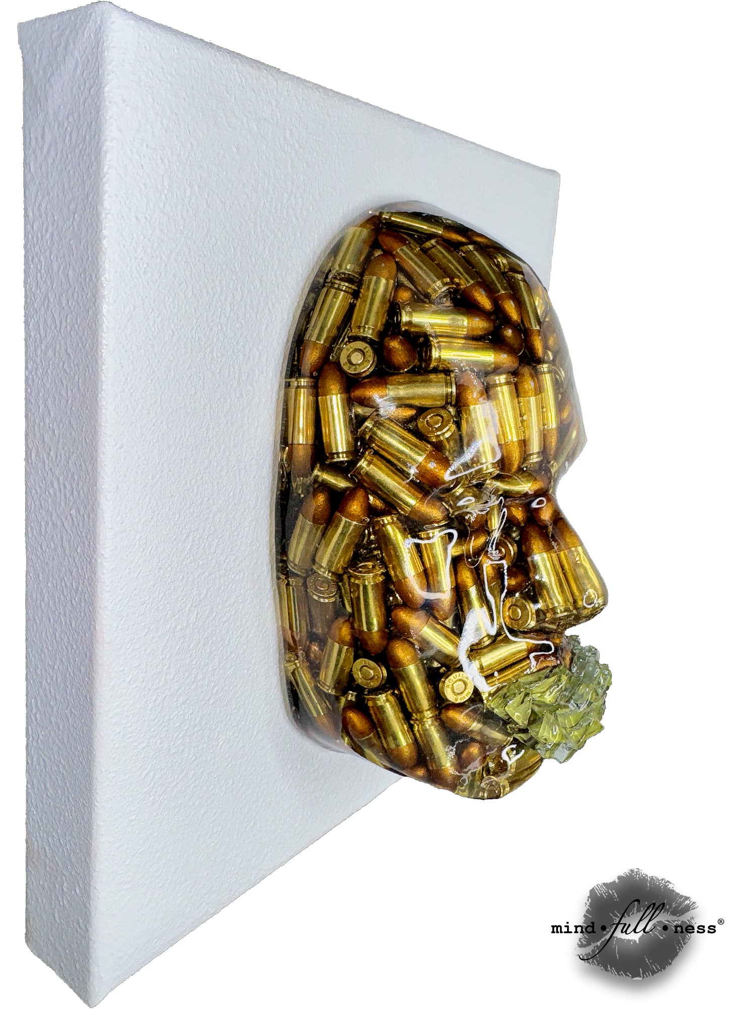 Face Sculpture Wall Art, The Marksman, Face Sculpture Art, Bullets Face Sculpture on Canvas, Face Art for Aesthetic Room Decor - Couture Underground