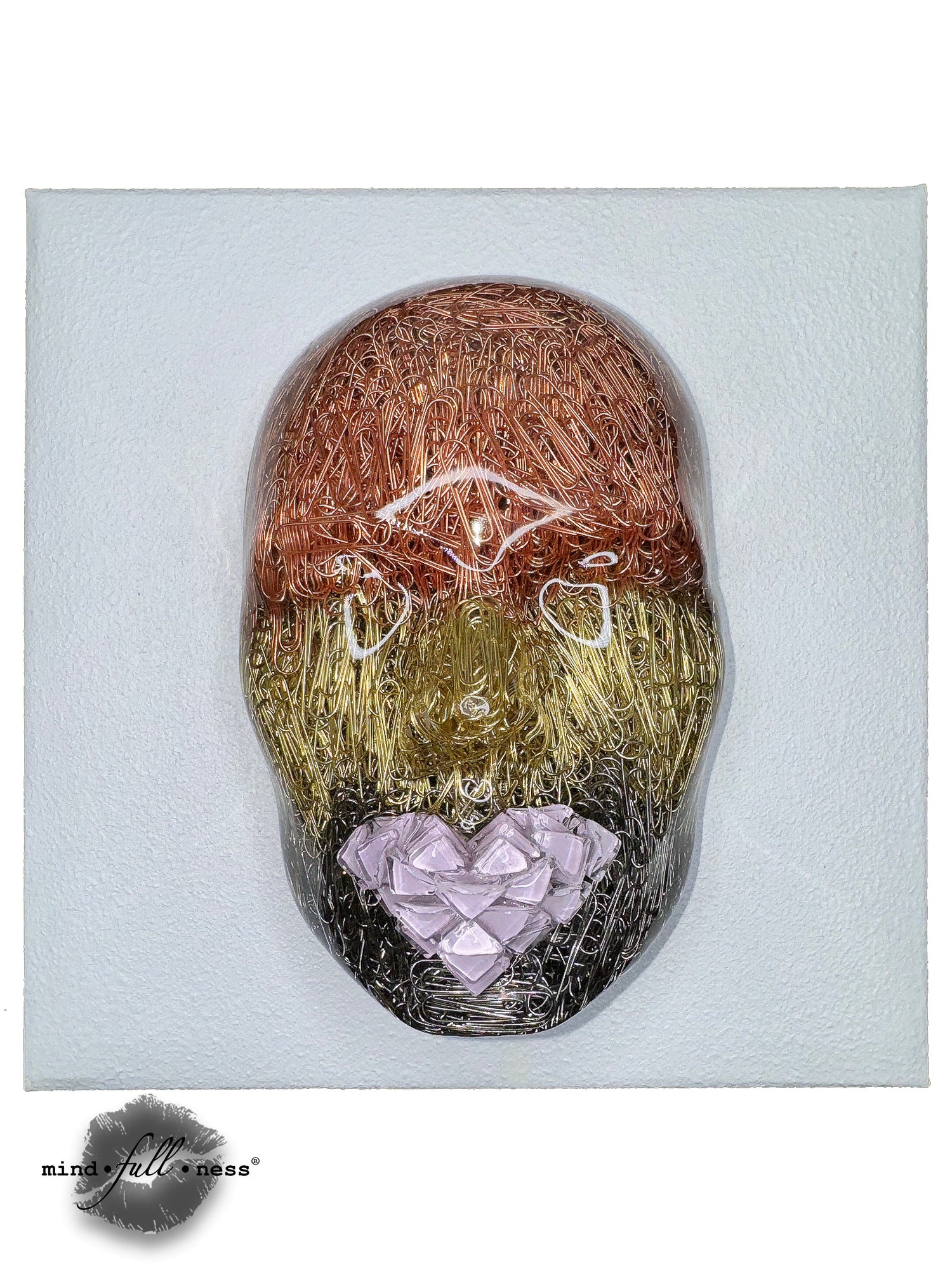 Paper Clips Face Sculpture, The Secretary, Wall Sculpture Art, 3D Face Sculpture on White Canvas, Sculpture Art Aesthetic Room Decor - Couture Underground
