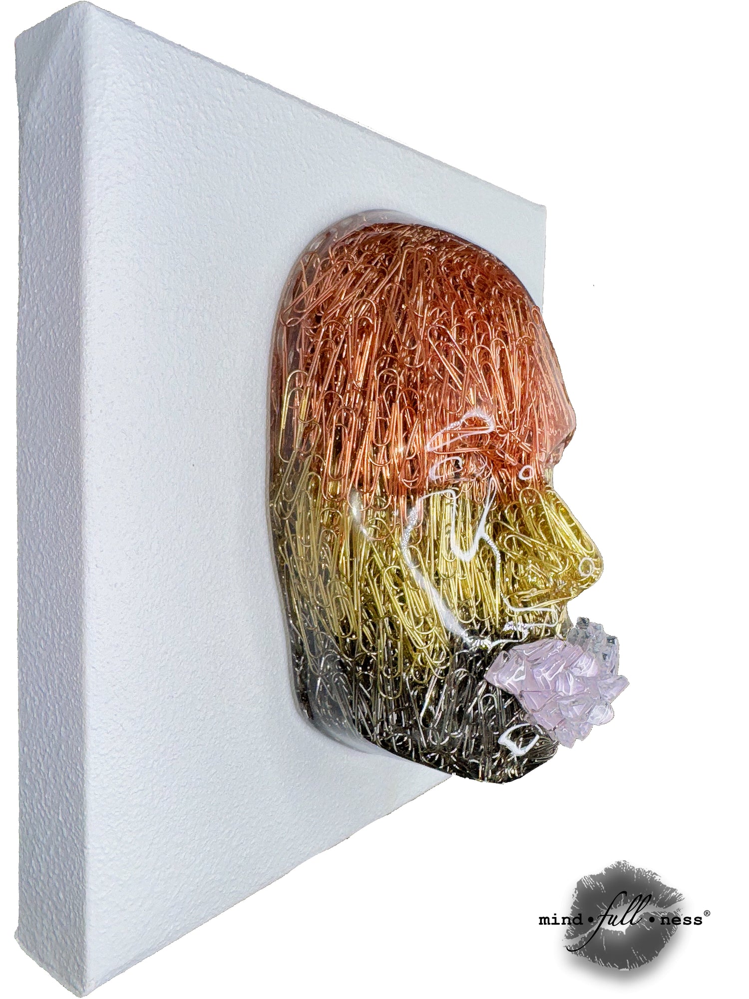 Paper Clips Face Sculpture, The Secretary, Wall Sculpture Art, 3D Face Sculpture on White Canvas, Sculpture Art Aesthetic Room Decor - Couture Underground