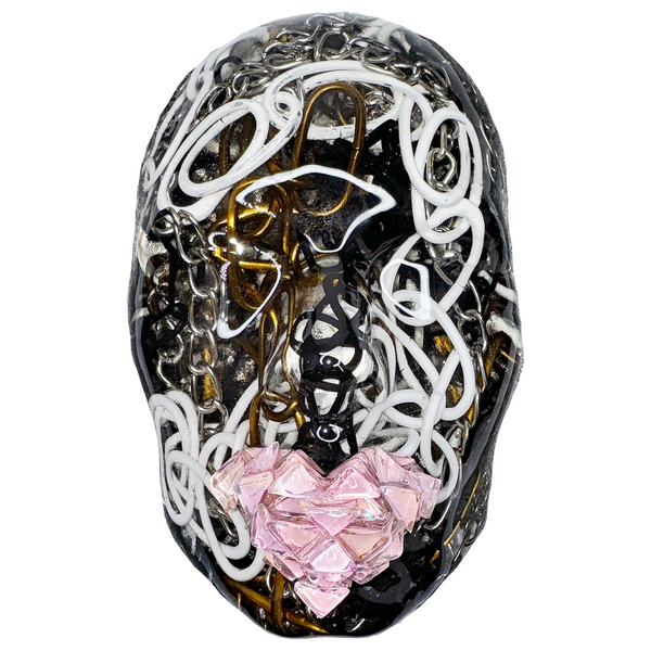 Chain Link Face Art | Chained and Bound | Metal Chain Face Sculpture | 3D Mosaic Tile Wall Art | Unique Black, White, and Grey Chain Art - Couture Underground, LLC