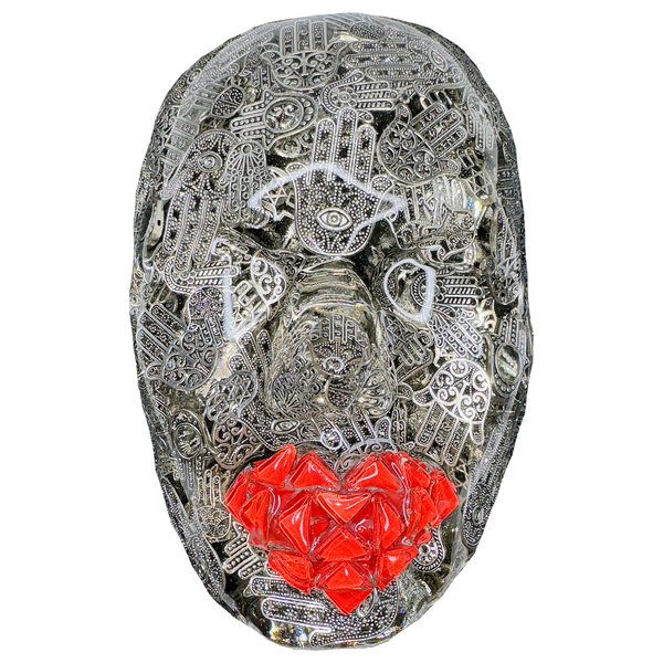 Hamsa Art | Hamsa Hand Face Sculpture | Manifest Destiny | Spiritual Art | 3D Face Sculpture on Black Canvas | Meaningful Gift | Mindfulness Art - Couture Underground, LLC