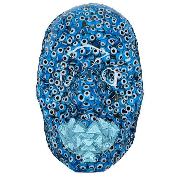 Face Sculpture Wall Art | Evil Eyes 3D Face Sculpture | Perspective, Solitude and Peace | Abstract Mindfulness Art on Black Canvas | Protection Gift - Couture Underground, LLC