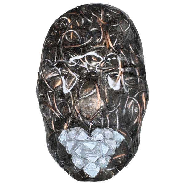 Pewter Chain Face Sculpture | The Chain Gang | Abstract Sculpture On Canvas | 3D Face Wall Sculpture Decor | Epoxy Sculpture | Housewarming Gift - Couture Underground, LLC