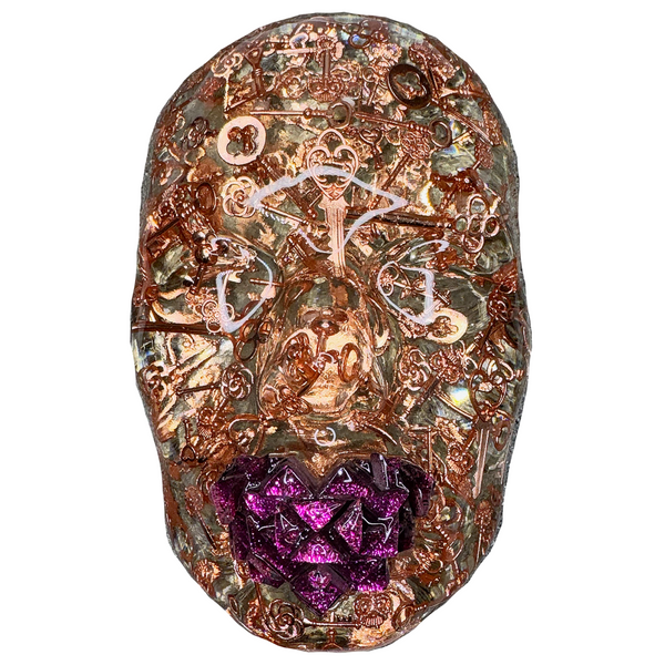 The Curator | Key Face Sculpture | Mosaic Tile Wall Sculpture | 3D Wall Hanging Art | Unique Sculpture on White Canvas | Contemporary Wall Art - Couture Underground, LLC