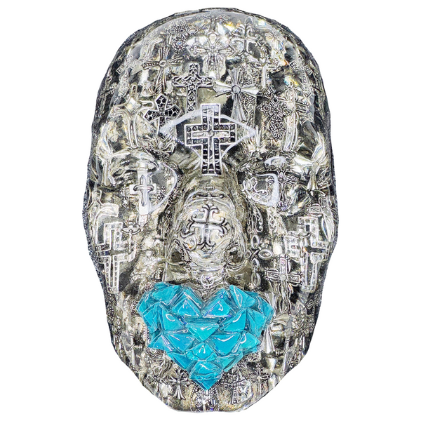 Metal Crosses Sculpture | The Faithful | Abstract Wall Art | Jesus Crucifix Wall Sculpture | 3D Face Art on Black Canvas | Spiritual Wall Décor - Couture Underground, LLC