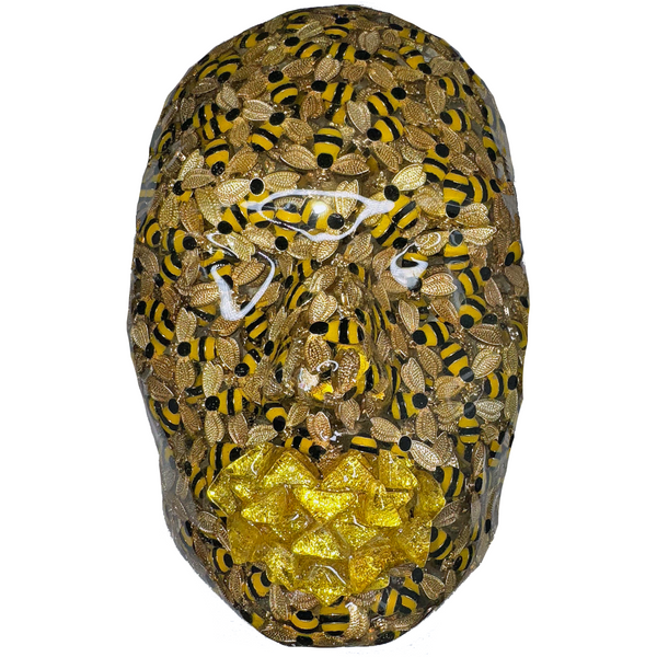 Gold Honeybee Sculpture Art - The Honey Maker | Bee Lover Decor, 3D Face Sculpture, Wall Art for Home & Office - Couture Underground, LLC