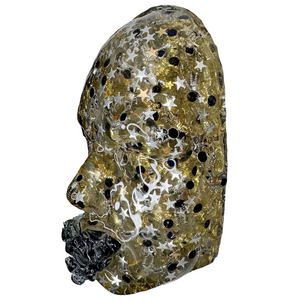 Astronaut Sculpture Art - The Seeker | Abstract Face Sculpture | Gothic Space Decor | Modern 3D Canvas Art - Couture Underground, LLC