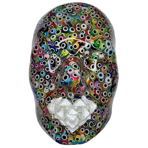 Evil Eyes Face Sculpture | The Universe Will Provide | Spiritual Art | 3D Face Sculpture on Canvas | Home Protection | Abstract Wall Sculpture - Couture Underground, LLC