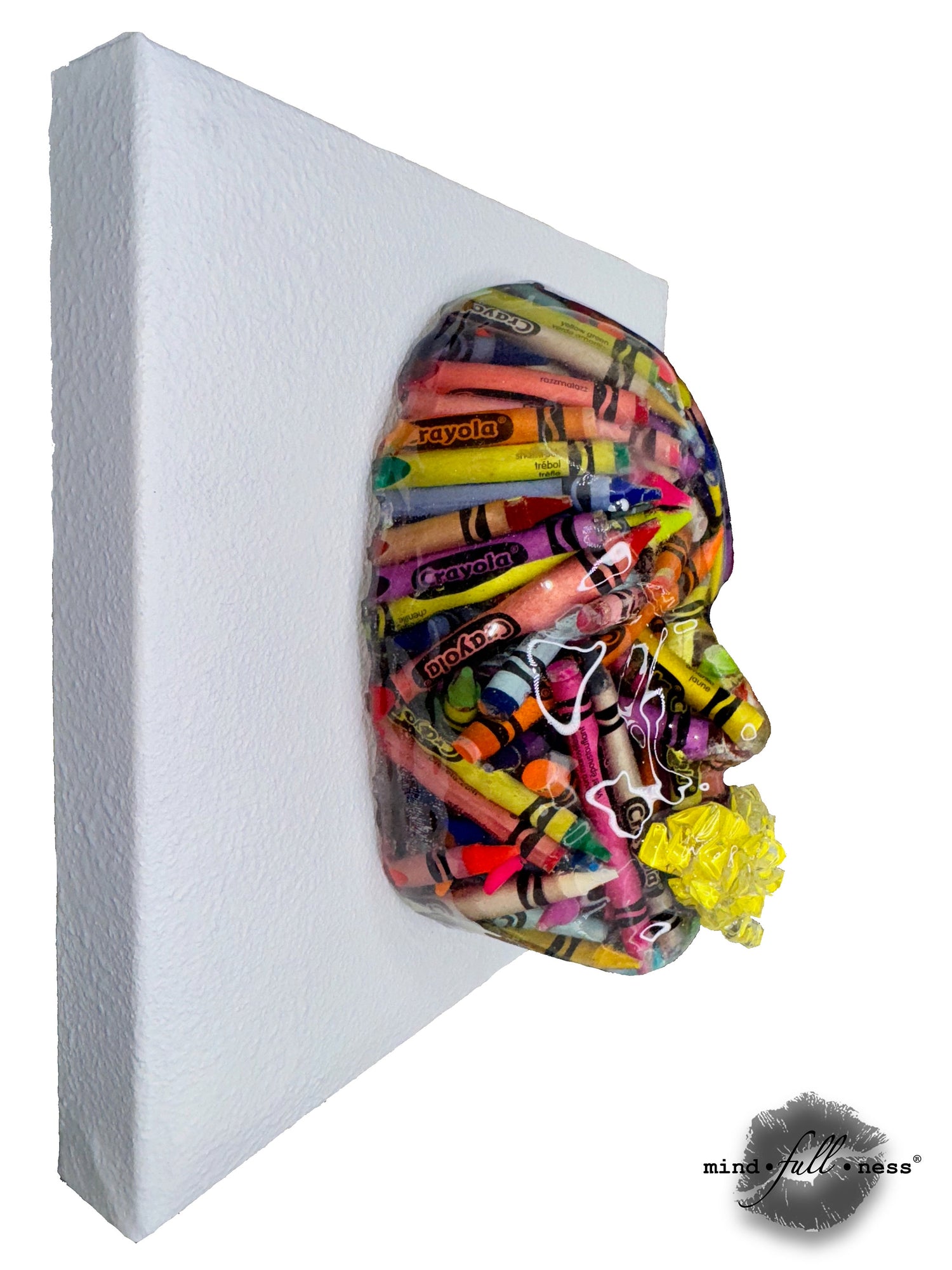 Color Me Outside the Lines | Colorful Crayon Face Sculpture on Canvas | Modern Epoxy Art for Creative Home Decor - Couture Underground