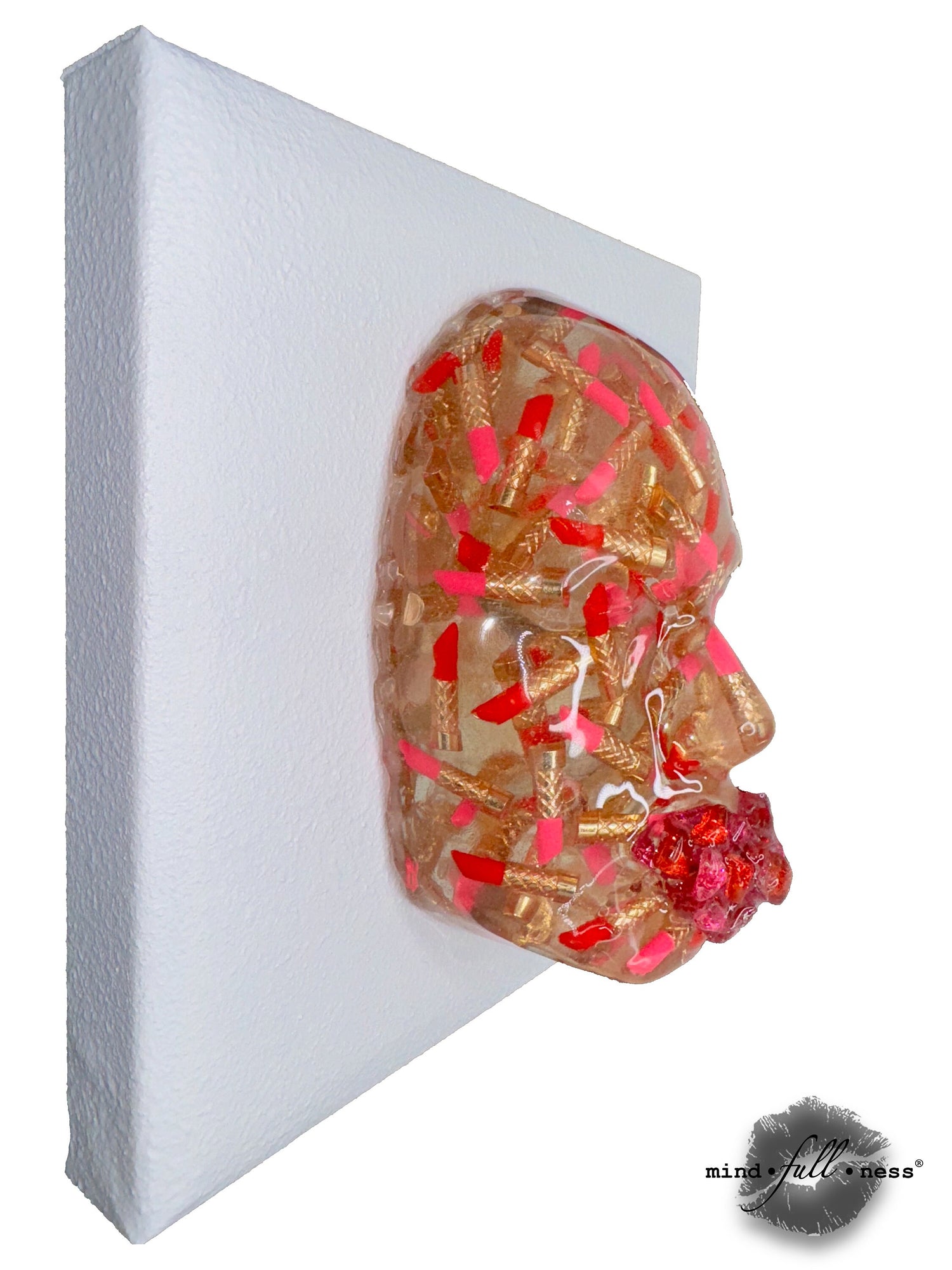 Lipstick Face Sculpture, Unblotted, Fashion Wall Art, Modern Sculpture Wall Art, 3D Wall Sculpture Art, Epoxy Sculpture Makeup Decor, Lips - Couture Underground