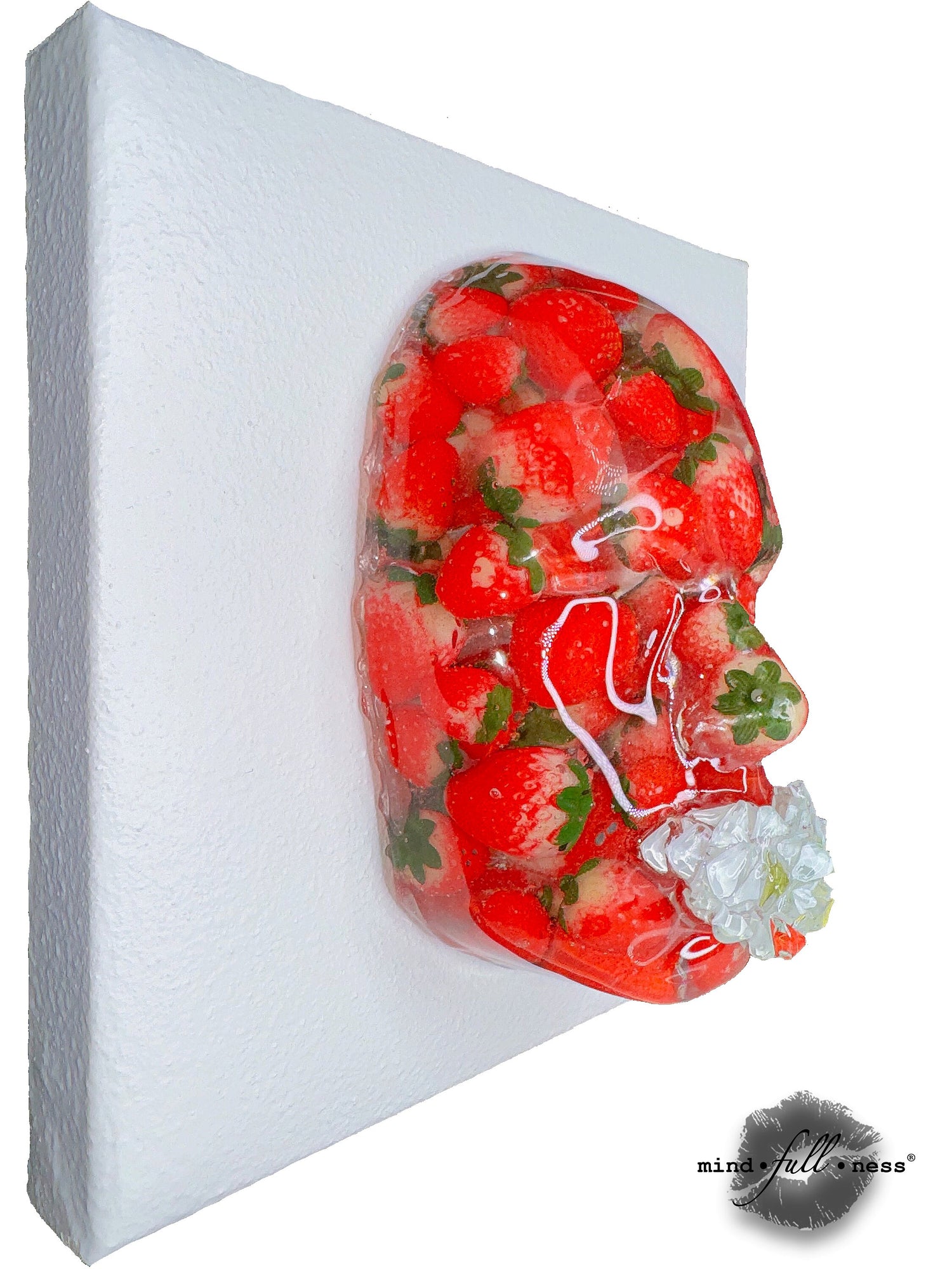Shortcake Face Sculpture | Handmade Strawberry Art, Mosaic Tile, for Kitchen, Dining, and Living Room Decor - Couture Underground