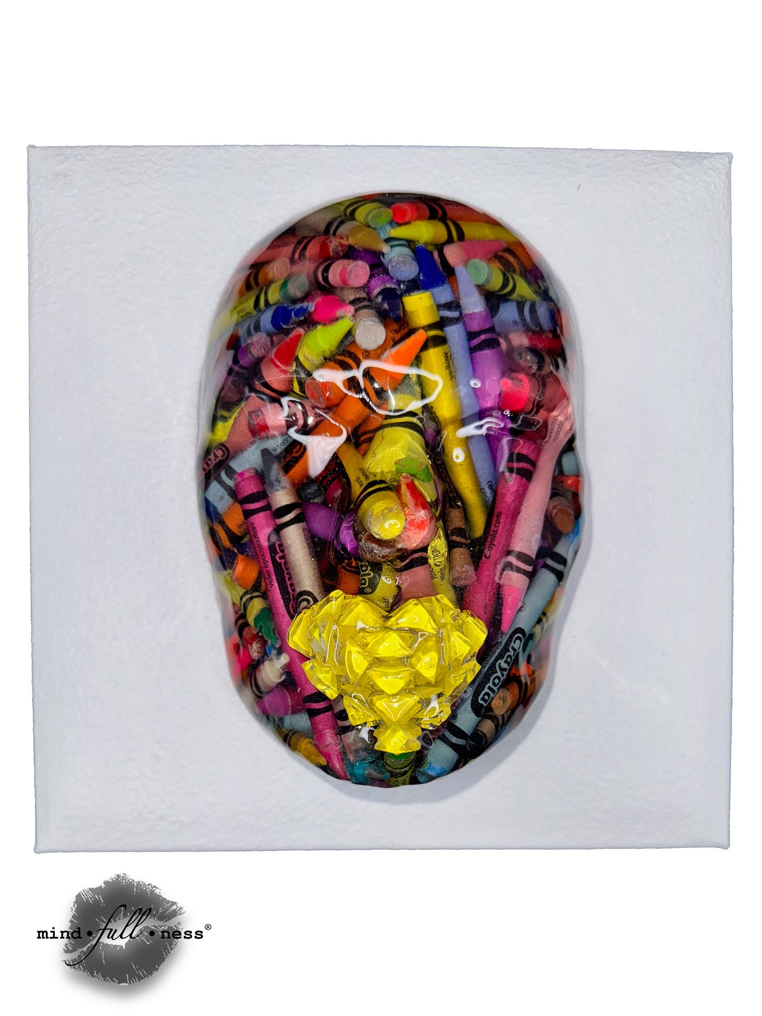 Color Me Outside the Lines | Colorful Crayon Face Sculpture on Canvas | Modern Epoxy Art for Creative Home Decor - Couture Underground