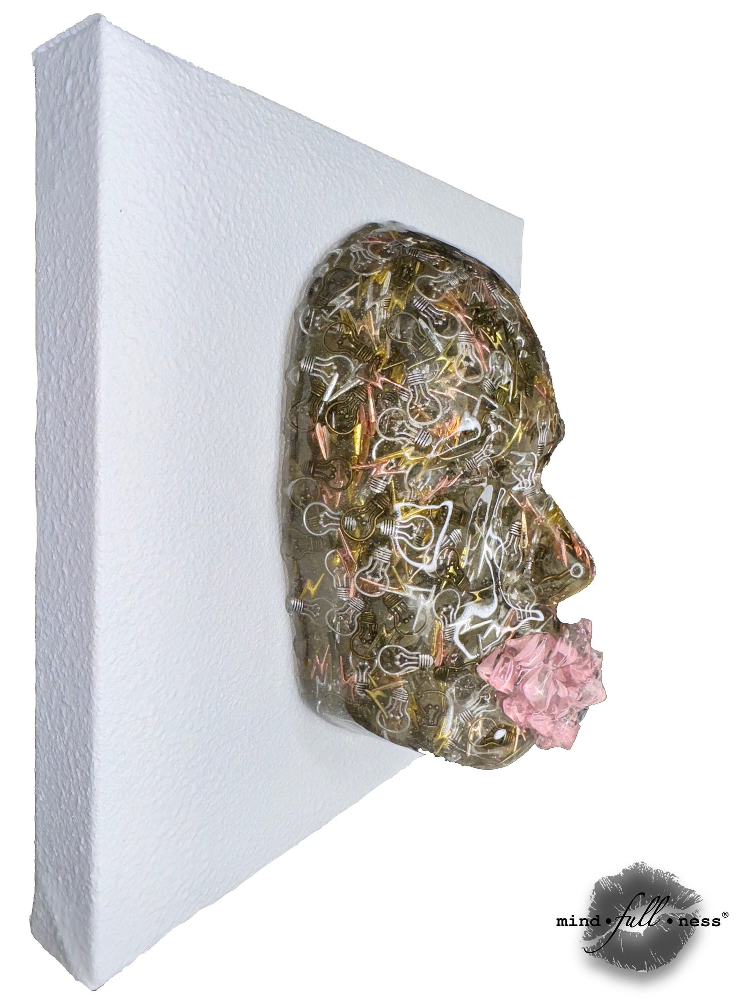 Lightning, Closed Circuit, Bulbs Face Sculpture, Modern Sculpture Wall Art, 3D Wall Sculpture Art, Epoxy Sculpture, Aesthetic Home Decor - Couture Underground