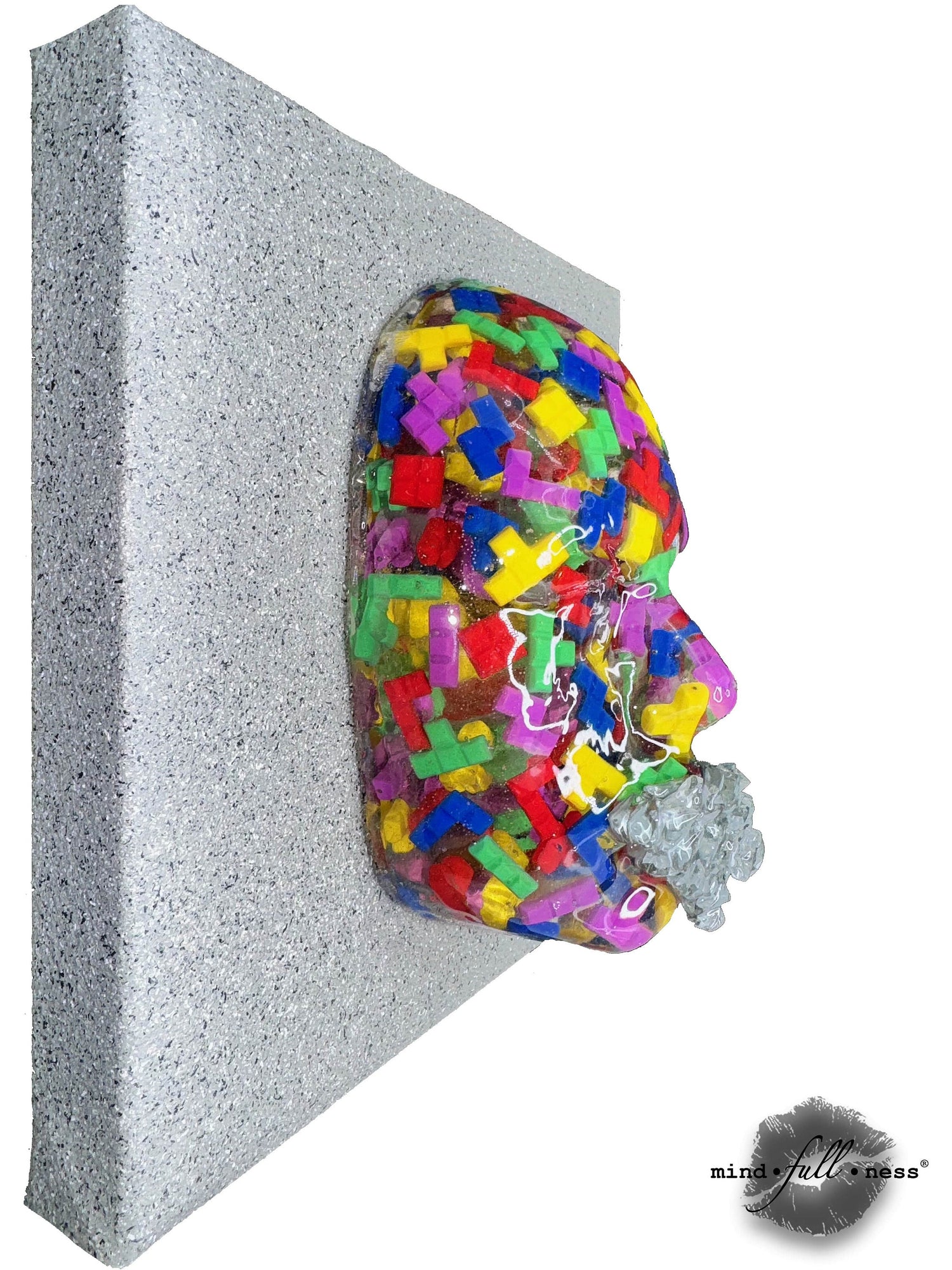 Tetris Patch Face Sculpture, The Manipulator, 3D Epoxy Sculpture, Unique Sculpture Wall Art, Geometric Wall Sculpture for Room Decor, Puzzle - Couture Underground
