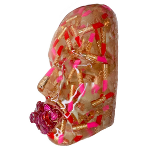 Lipstick Face Sculpture - Unblotted | Fashion Wall Art | 3D Modern Epoxy Sculpture Decor - Couture Underground, LLC