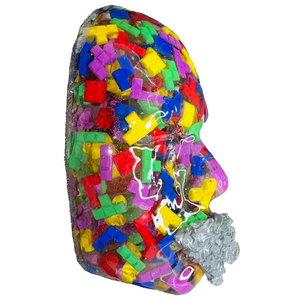 Tetris Patch Face Sculpture - The Manipulator | 3D Epoxy Sculpture Art | Retro Gaming-Inspired Wall Decor - Couture Underground, LLC