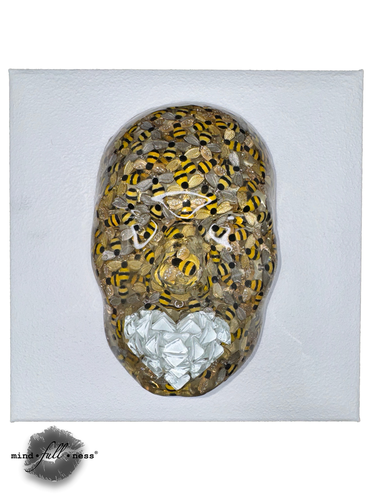 Bee-st Mode Honey Bee Wall Sculpture Art | Silver & Gold 3D Bee Face Sculpture for Bee Lovers, Nature-Inspired Home Decor - Couture Underground, LLC