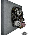 Chain Link Face Art, Chained and Bound, Metal Chain Face Sculpture, White, Black, and Grey Chain Unique Art, 3D Mosaic Tile Wall Sculpture - Couture Underground