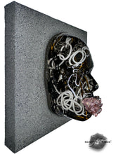 Chain Link Face Art, Chained and Bound, Metal Chain Face Sculpture, White, Black, and Grey Chain Unique Art, 3D Mosaic Tile Wall Sculpture