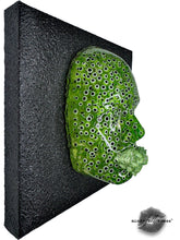 Green Evil Eye Face Sculpture Art, Dream Fulfillment and Good Health, 3D Wall Sculpture, Face Sculpture on Black Canvas, Home Protection