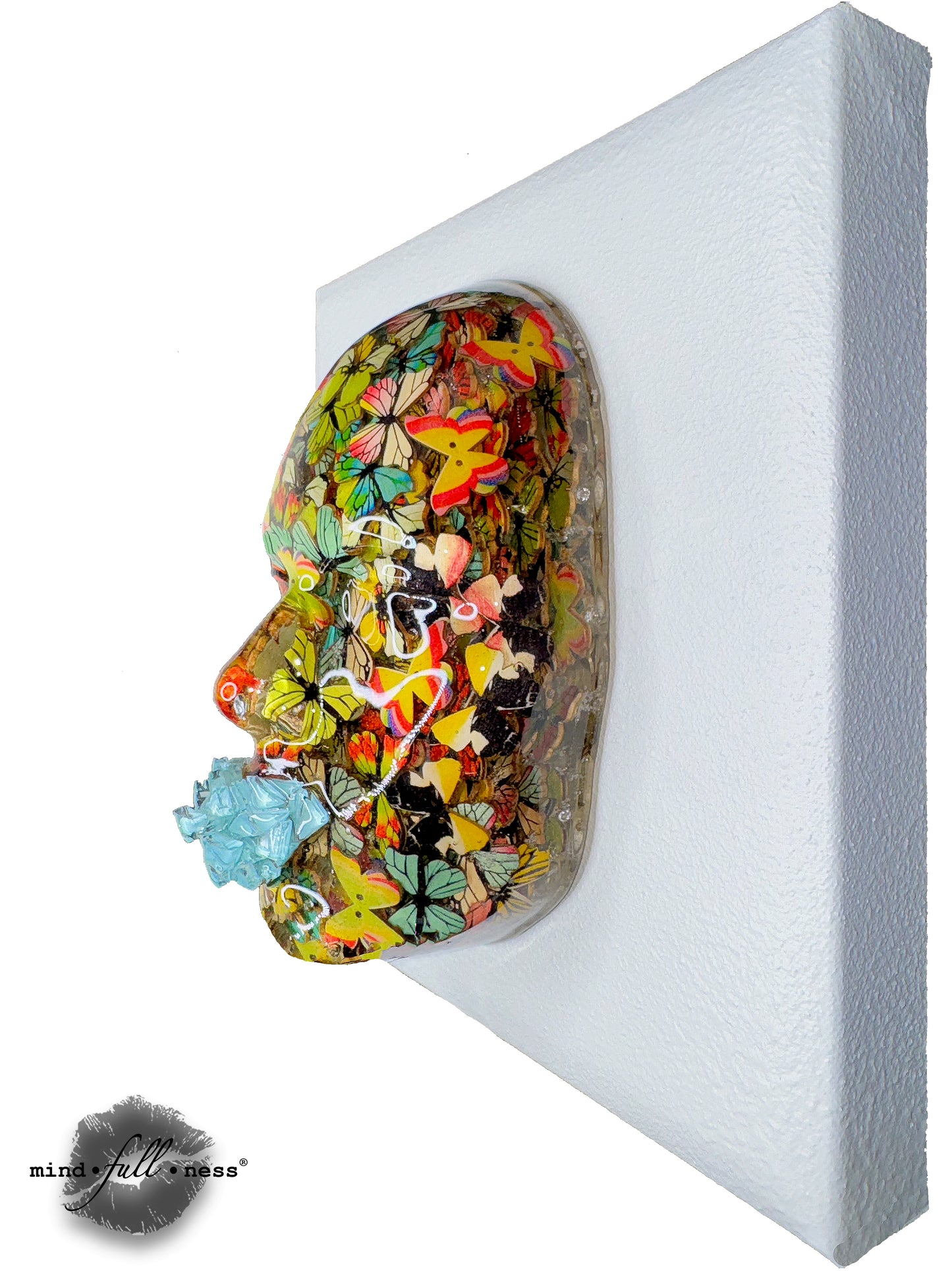 Colorful Butterfly Sculpture, Flutter, 3D Face Sculpture on White Canvas, Flutter Sculpture Art, Modern Sculpture Aesthetic Room Decor - Couture Underground