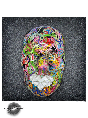 Sprinkles Face Art, Funfetti, Face Sculpture, Beaded Chain Unique Wall Art, 3D Mosaic Tile Wall Sculpture, Housewarming Gift