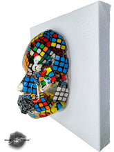 Rubiks Cube Face Sculpture, The Logistician, Mosaic Tile 3D Sculpture, Epoxy Sculpture Wall Art, Face Sculpture on White Canvas