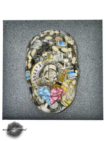 Drugs Art Face Sculpture, The Silent Warrior Face Art, IVF Mosaic Tile Sculpture, Epoxy Sculpture for Pregnancy Treatment