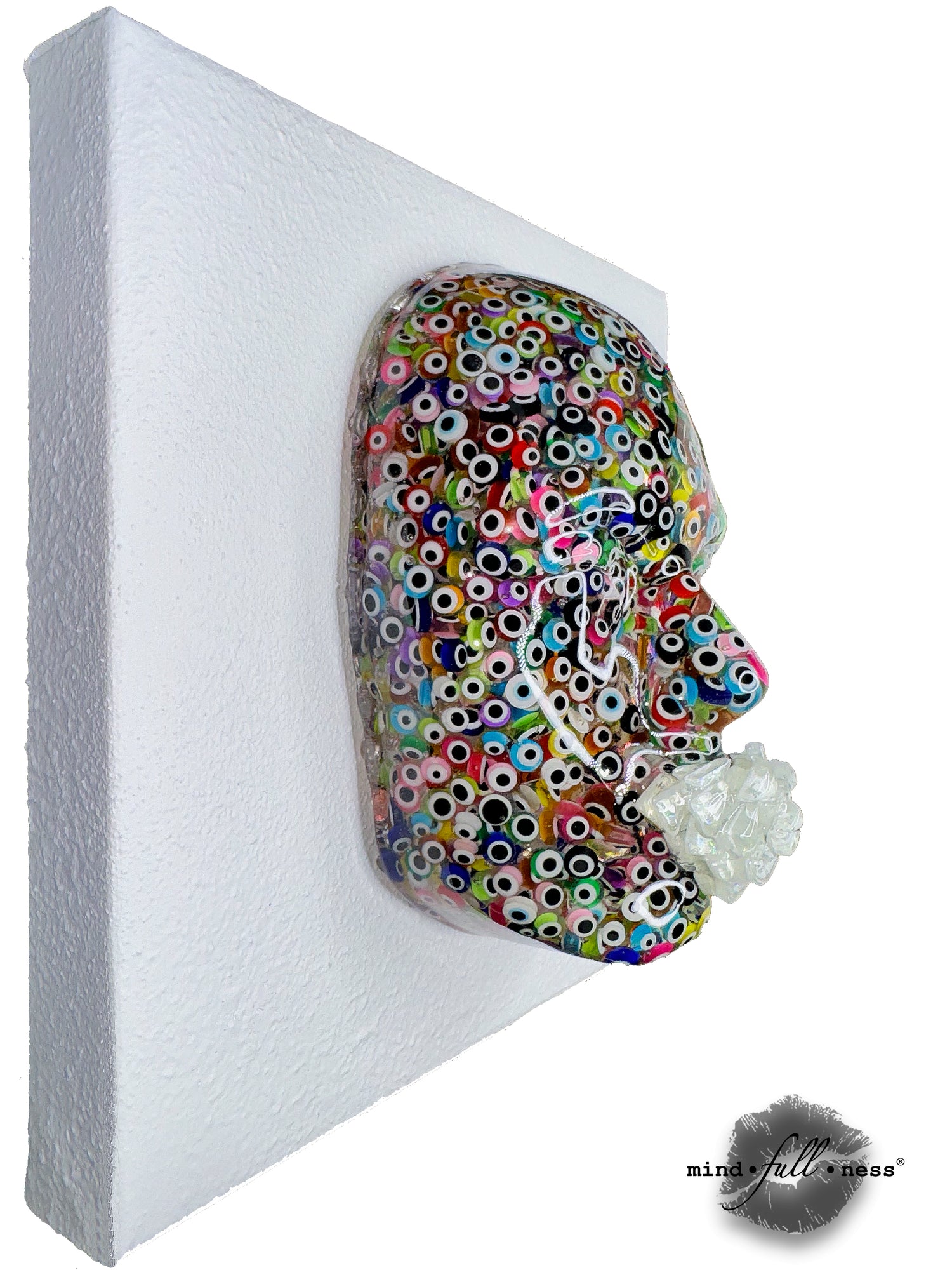 Evil Eyes Face Sculpture, The Universe Will Provide, Spiritual Art, 3D Face Sculpture on Canvas Home Protection, Abstract Wall Sculpture - Couture Underground