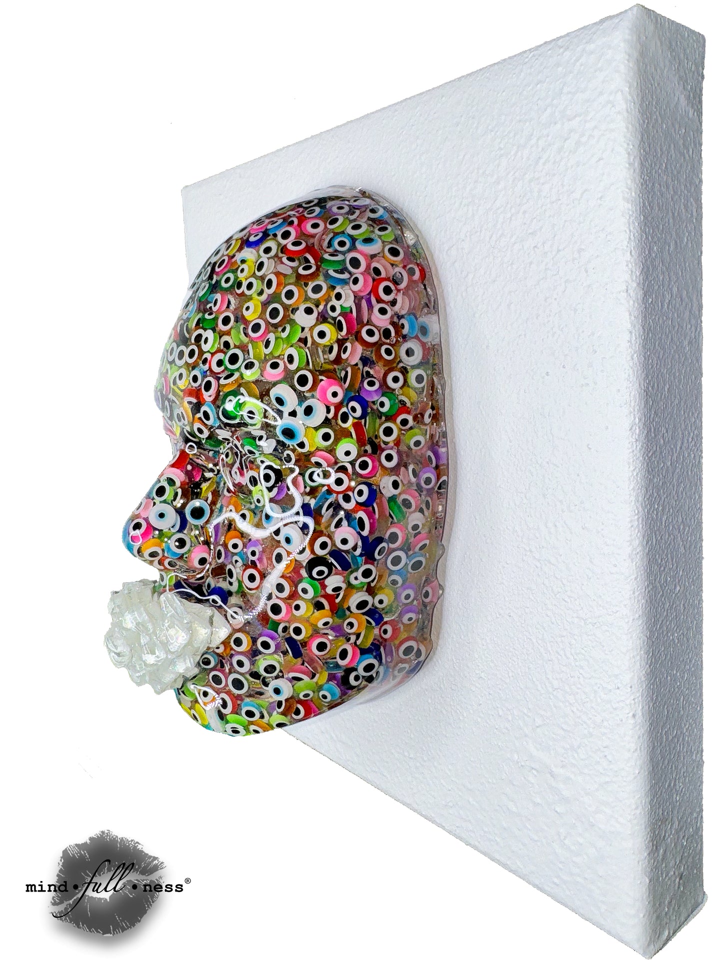 Evil Eyes Face Sculpture, The Universe Will Provide, Spiritual Art, 3D Face Sculpture on Canvas Home Protection, Abstract Wall Sculpture - Couture Underground