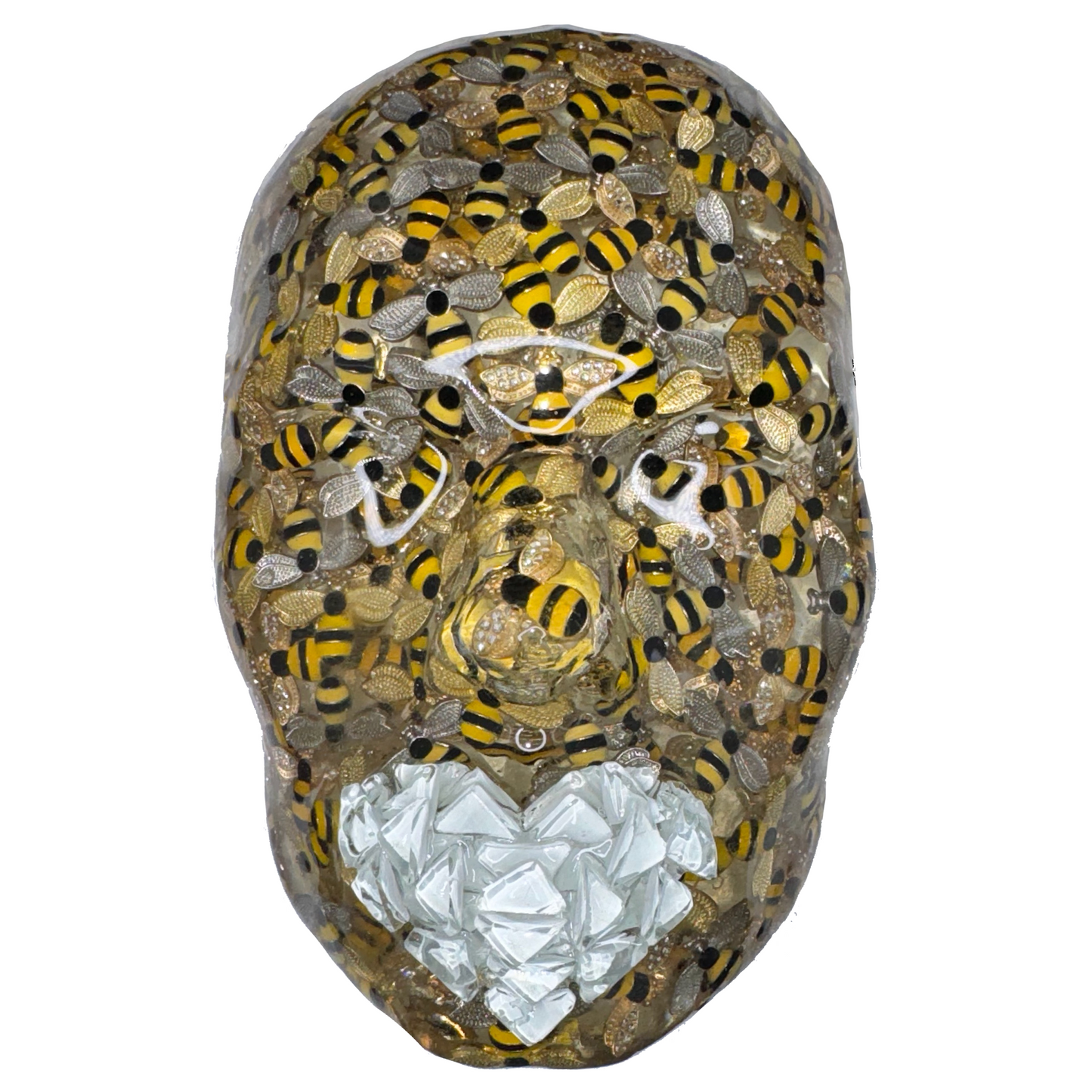 Bee-st Mode Honey Bee Wall Sculpture Art | Silver & Gold 3D Bee Face Sculpture for Bee Lovers, Nature-Inspired Home Decor - Couture Underground, LLC