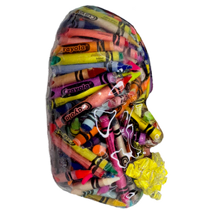 Color Me Outside the Lines | Colorful Crayon Face Sculpture on Canvas | Modern Epoxy Art for Creative Home Decor - Couture Underground