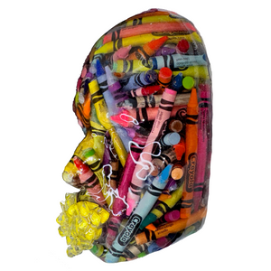 Color Me Outside the Lines | Colorful Crayon Face Sculpture on Canvas | Modern Epoxy Art for Creative Home Decor - Couture Underground