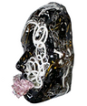 Chain Link Face Art | Chained and Bound | Metal Chain Face Sculpture | 3D Mosaic Tile Wall Art | Unique Black, White, and Grey Chain Art - Couture Underground, LLC