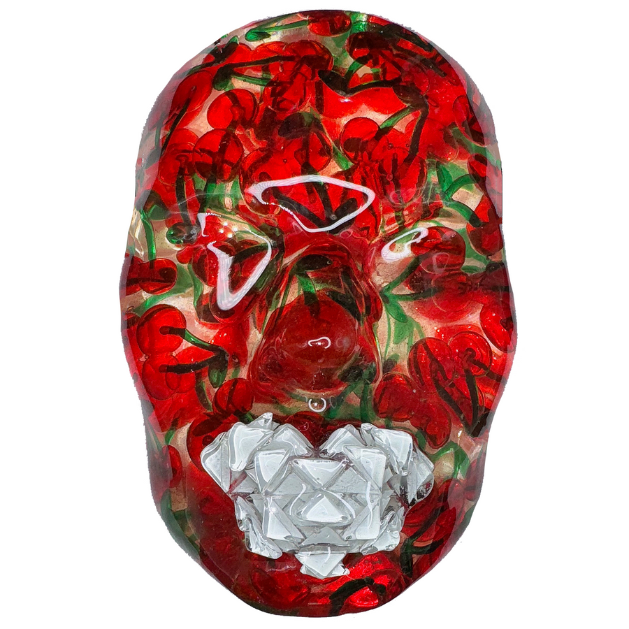 Cherry Sculpture Art - The Cherry Picker | Red Face Modern Wall Sculpture | 3D Epoxy Art for Home Décor - Couture Underground, LLC