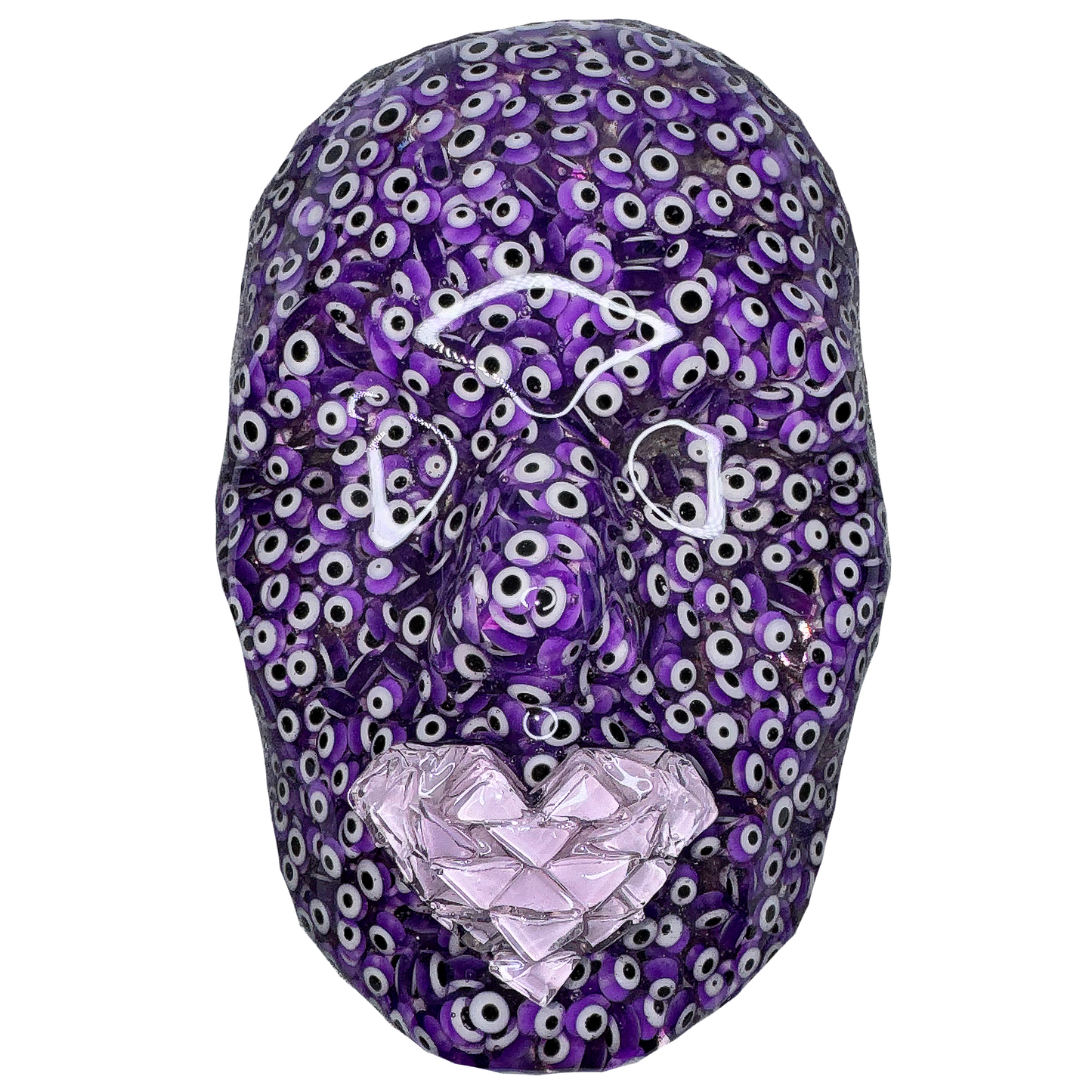 Evil Eyes Abstract Sculpture | Creativity Epoxy Resin Face Art | Purple 3D Face Sculpture on Canvas | Home Protection and Positive Energy - Couture Underground, LLC