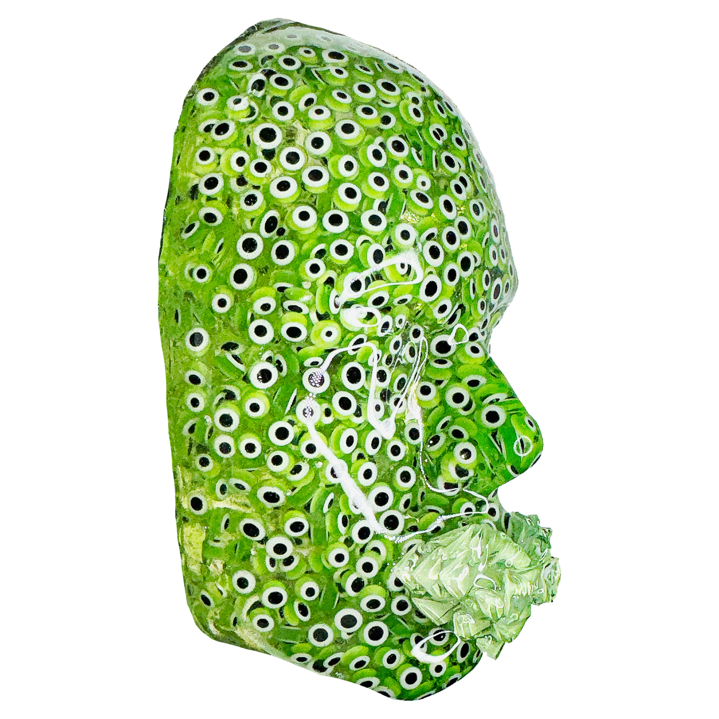 Green Evil Eye Face Sculpture Art | Dream Fulfillment and Good Health | 3D Wall Sculpture | Face Sculpture on Black Canvas | Home Protection - Couture Underground, LLC