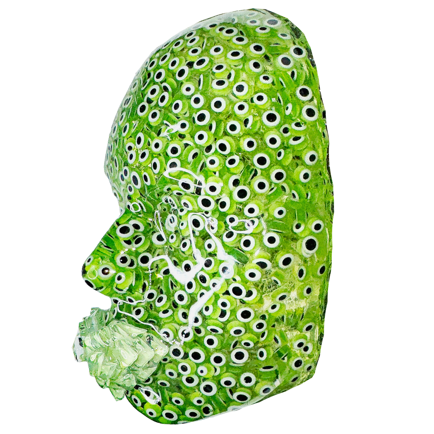 Green Evil Eye Face Sculpture Art | Dream Fulfillment and Good Health | 3D Wall Sculpture | Face Sculpture on Black Canvas | Home Protection - Couture Underground, LLC