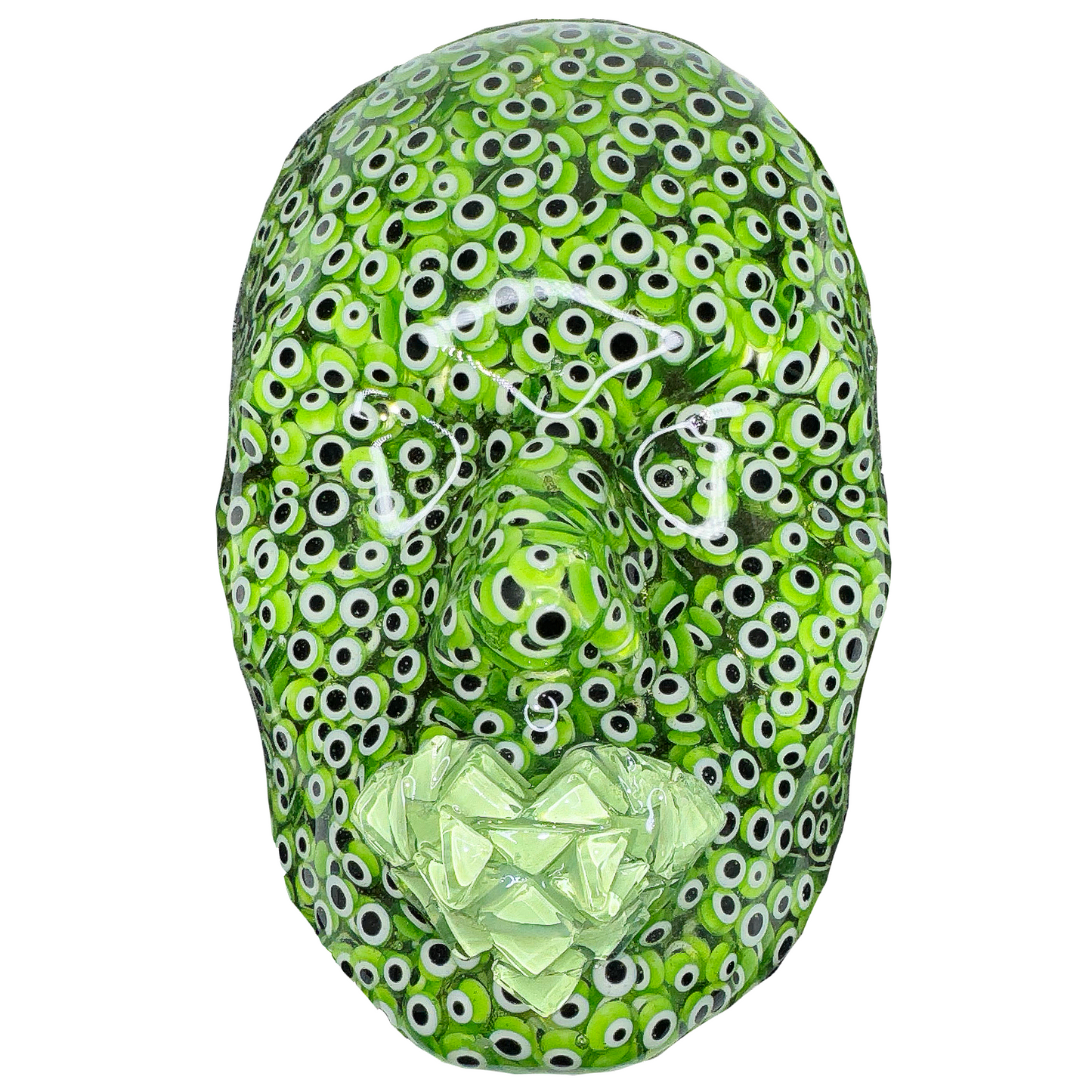 Green Evil Eye Face Sculpture Art | Dream Fulfillment and Good Health | 3D Wall Sculpture | Face Sculpture on Black Canvas | Home Protection - Couture Underground, LLC