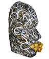 Metal Hooks Sculpture | Hooked | Handmade Face Sculpture Wall Art | Mindfulness Art | 3D Face Sculpture on White Canvas | Modern Meditation Decor - Couture Underground, LLC