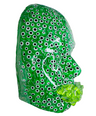 Evil Eyes Green Sculpture Art | Life Balance | 3D Face Sculpture on White Canvas | Evil Eye Home Decor | Mindfulness Wall Art - Couture Underground, LLC